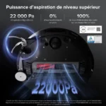 Promotional image highlighting a high-suction device with 22,000 Pa (HyperForce) and certification logos.
