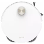 Top-down view of a round white robotic vacuum cleaner with side brushes, brand name 'DREAME' visible on the body