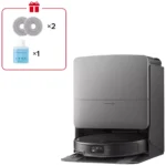 Promo: two circular cleaning pads and one bottle of floor cleaning solution included with a Roborock robot vacuum.
