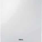 Compact white mini fridge with a dark control panel at the top and the IDEAL logo on the front.