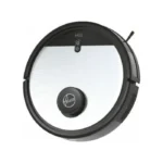 Circular robotic vacuum cleaner with a silver top panel and black outer edge, labeled HG5 on the top.