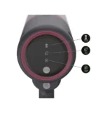 Close-up of a circular control dial on a device, showing battery indicator, ECO mode, and Turbo mode with a MODE button below.