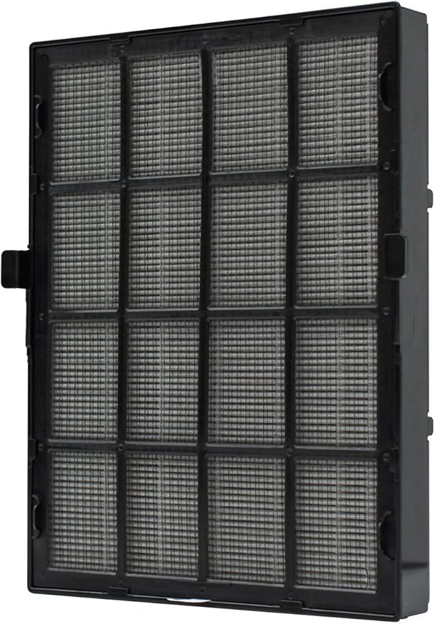 71DJcNUJiSL_AC_SY879_ - NEVORIXT Rectangular black air filter panel with a grid of square pleated sections.
