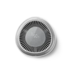 Round bladeless air purifier with a center digital display showing 50% power
