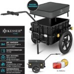 Kesser 2-in-1 bike trailer and hand cart with black storage tub, large wheels, and a long handle for pulling or pushing.