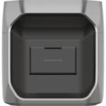 Docking station interior showing an empty main bay and a labeled 'EXTRA BATTERY PORT' panel in the center.