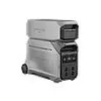 Gray tower-style server on a wheeled base with front drive bays and control panel.
