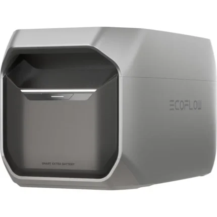 EcoFlow Smart Extra Battery module in a sleek gray enclosure with an open front cavity.