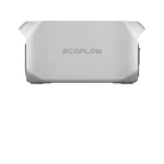 EcoFlow portable power station in silver, side view with angular edges and subtle branding.