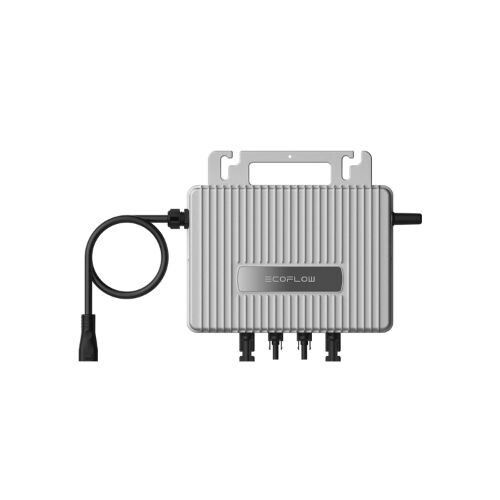 copie-de-copie-de-copie-de-sans-titre - NEVORIXT EcoFlow portable power station with ribbed silver case, built-in handle, five output ports, and an attached power cord.