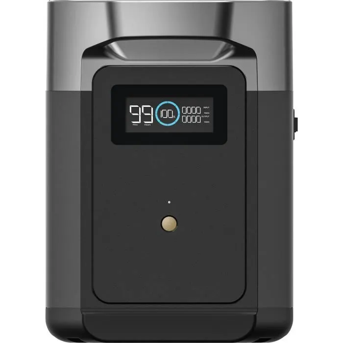 Front view of a dark gray portable device with a digital display showing numbers and a circular progress ring on the screen.