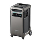 Anker Solix portable air conditioner with digital control panel and wheels on a gray body.