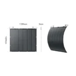 Flat solar panel showing dimensions: 1159 mm wide by 1009 mm tall; 3 mm thickness, with a curved panel shown to the right for comparison