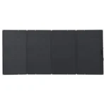 Foldable solar panel array spread flat, dark blue panels with small mounting holes along edges.