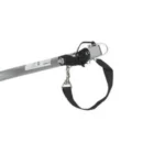 Pole with a small mounted device and a safety strap attached, likely a tool attachment on the end of a telescoping pole.