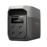 Portable power station with four outlets and a digital display, labeled EcoFlow, used for backup power.