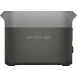 EcoFlow portable power station in dark gray, side view, off-grid ready.